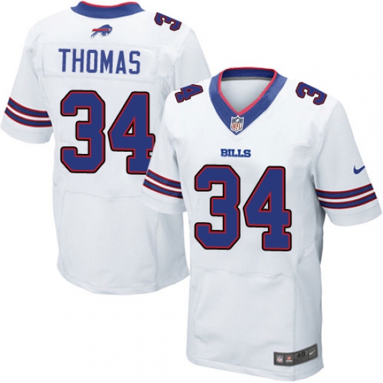 Men's Nike Buffalo Bills #34 Thurman Thomas Elite White NFL Jersey - Ujersey
