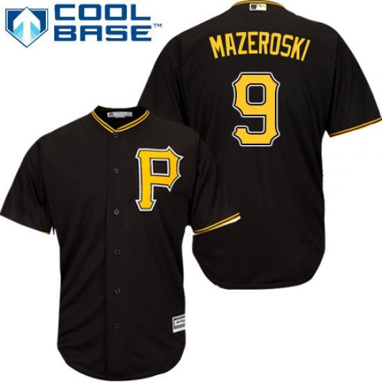Youth Majestic Pittsburgh Pirates #9 Bill Mazeroski Authentic Black Alternate Cool Base MLB Jersey - Ujersey
