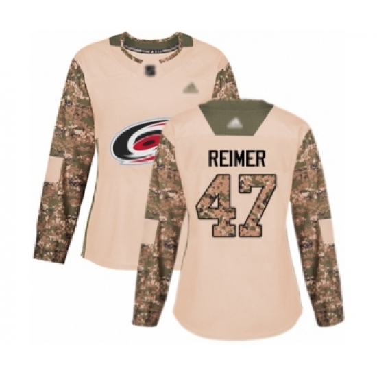 Women's Carolina Hurricanes #47 James Reimer Authentic Camo Veterans Day Practice Hockey Jersey - Ujersey