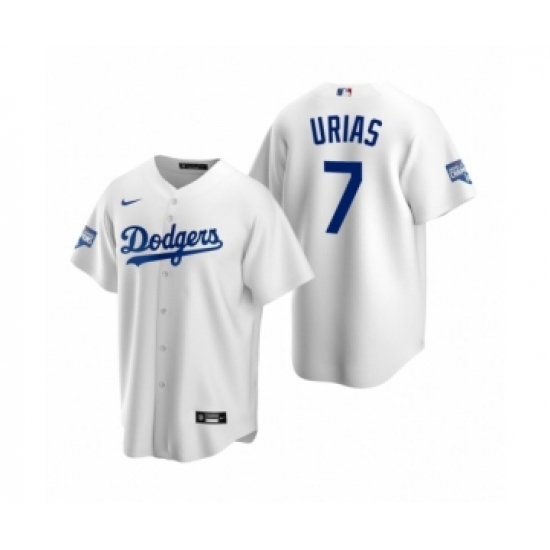 Men's Los Angeles Dodgers #7 Julio Urias White 2020 World Series Champions Replica Jersey - Ujersey