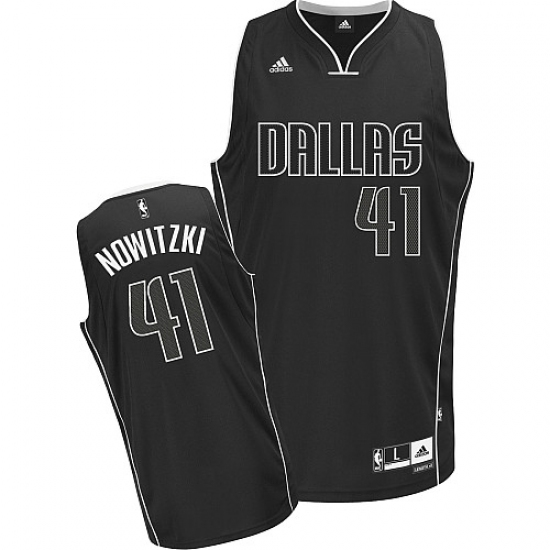 Men's Adidas Dallas Mavericks #41 Dirk Nowitzki Swingman Black/White Fashion NBA Jersey - Ujersey