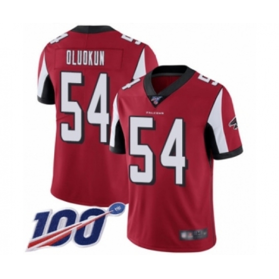 Youth Atlanta Falcons #54 Foye Oluokun Red Team Color Vapor Untouchable Limited Player 100th Season Football Jersey - Ujersey