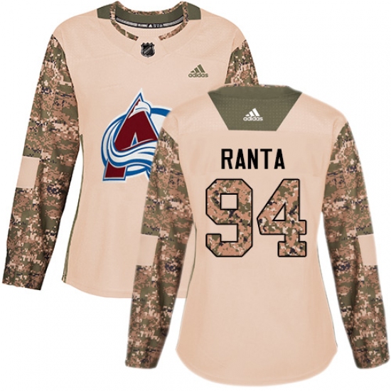 Women's Adidas Colorado Avalanche #94 Sampo Ranta Authentic Camo Veterans Day Practice NHL Jersey - Ujersey