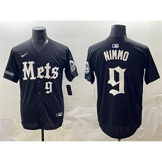 Men's New York Mets #9 Brandon Nimmo Black 'Gotham Gothic Edition' Vapor Premier Limited Stitched Baseball Jersey - Ujersey