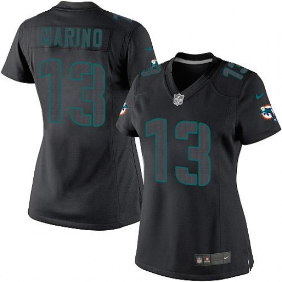 Women's Nike Miami Dolphins #13 Dan Marino Limited Black Impact NFL Jersey - Ujersey