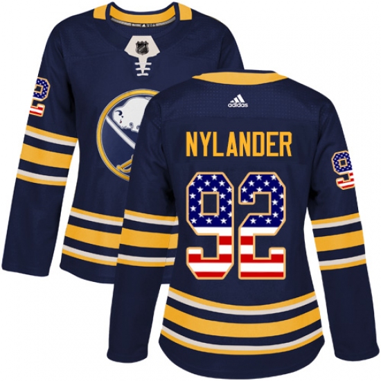 Women's Adidas Buffalo Sabres #92 Alexander Nylander Authentic Navy Blue USA Flag Fashion NHL Jersey