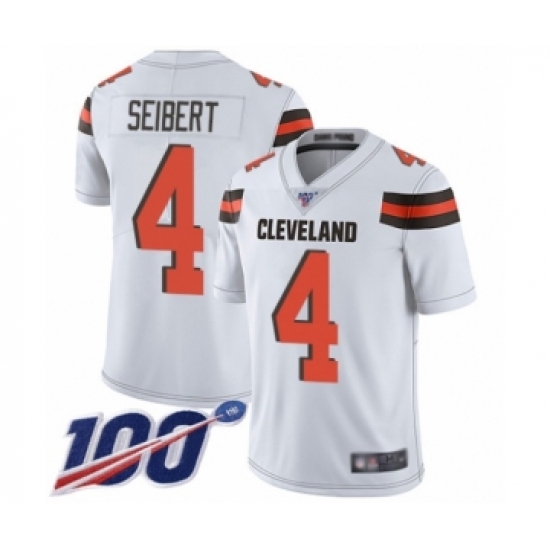 Men's Cleveland Browns #4 Austin Seibert White Vapor Untouchable Limited Player 100th Season Football Jersey - Ujersey
