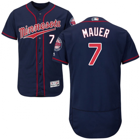 Men's Majestic Minnesota Twins #7 Joe Mauer Authentic Navy Blue Alternate Flex Base Authentic Collection MLB Jersey - Ujersey