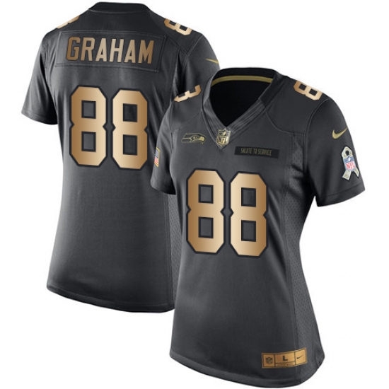 Women's Nike Seattle Seahawks #88 Jimmy Graham Limited Black/Gold Salute to Service NFL Jersey - Ujersey