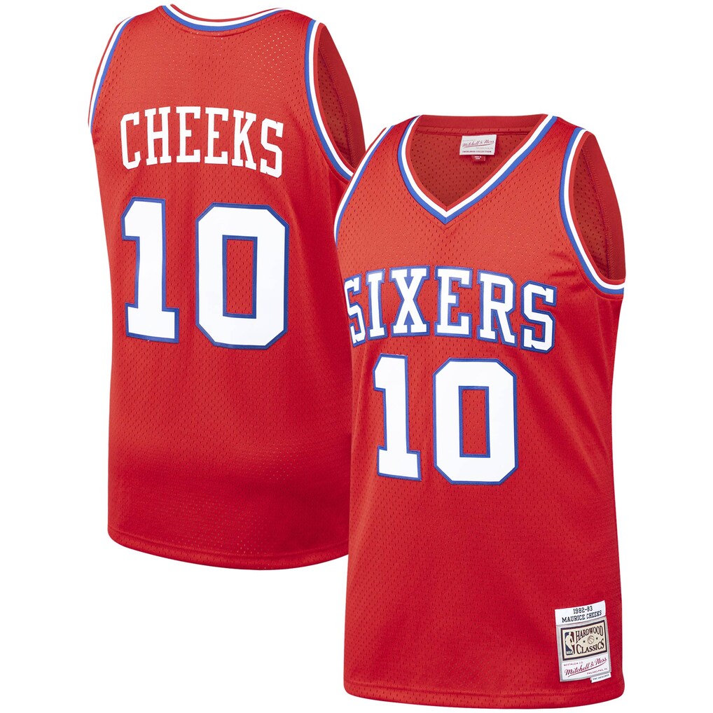 Men's Philadelphia 76ers Maurice Cheeks Mitchell & Ness Red Hardwood Classics Swingman Jersey - Ujersey