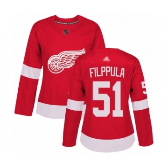 Women's Detroit Red Wings #51 Valtteri Filppula Authentic Red Home Hockey Jersey - Ujersey