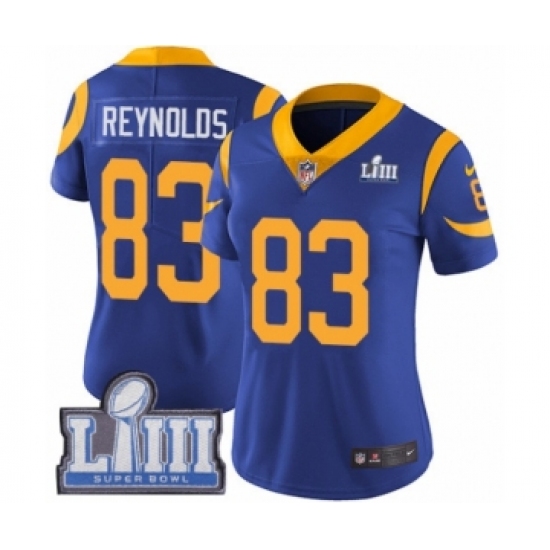 Women's Nike Los Angeles Rams #83 Josh Reynolds Royal Blue Alternate Vapor Untouchable Limited Player Super Bowl LIII Bound NFL Jersey - Ujersey