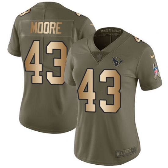 Women's Nike Houston Texans #43 Corey Moore Limited Olive/Gold 2017 Salute to Service NFL Jersey - Ujersey