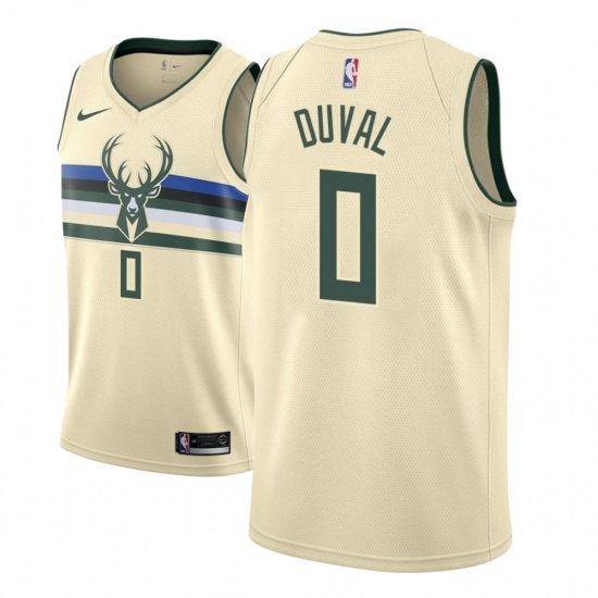 Men NBA 2018-19 Milwaukee Bucks #0 Trevon Duval City Edition Cream Jersey - Ujersey