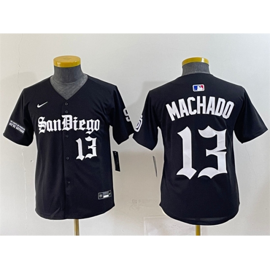 Youth San Diego Padres #13 Manny Machado Black Gothic Edition Vapor Limited Stitched Baseball Jersey - Ujersey