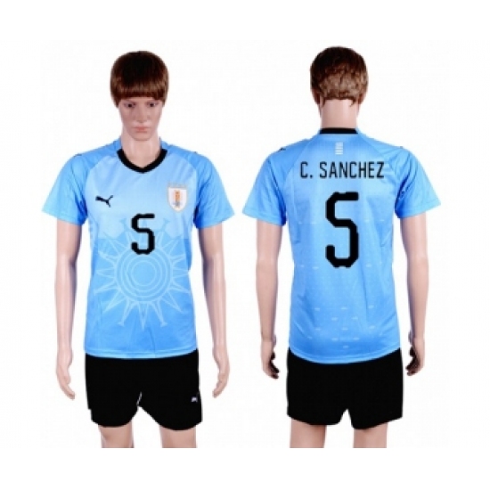 Uruguay #5 C.Sanchez Home Soccer Country Jersey