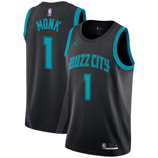 Youth Nike Jordan Charlotte Hornets #1 Malik Monk Swingman Black NBA Jersey - 2018 19 City Edition - Ujersey