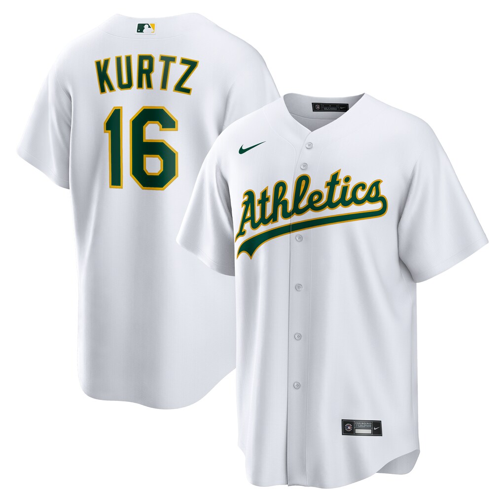 Men's Athletics Nick Kurtz Nike White Home Replica Jersey - Ujersey