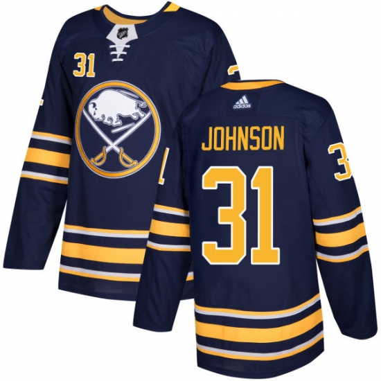 Men's Adidas Buffalo Sabres #31 Chad Johnson Premier Navy Blue Home NHL Jersey - Ujersey