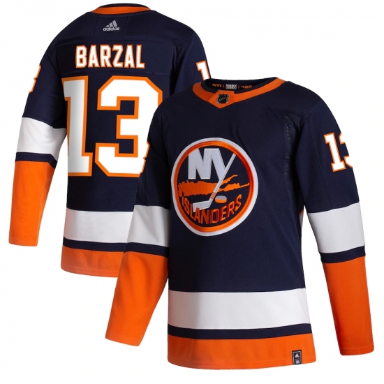 Men's New York Islanders #13 Mathew Barzal adidas Navy 2020-21 Reverse Retro Authentic Player Jersey - Ujersey