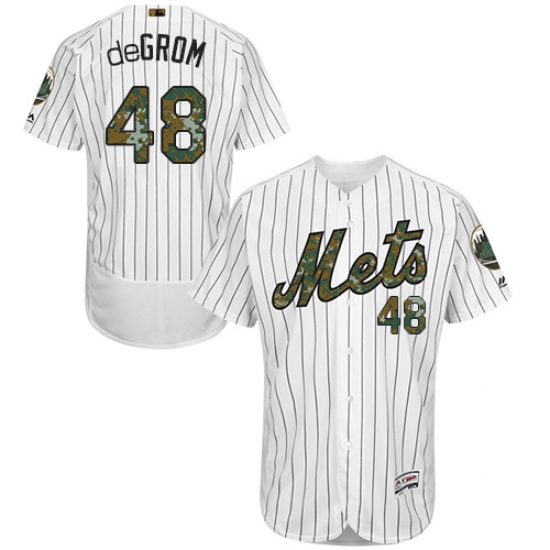 Men's Majestic New York Mets #48 Jacob deGrom Authentic White 2016 Memorial Day Fashion Flex Base MLB Jersey - Ujersey