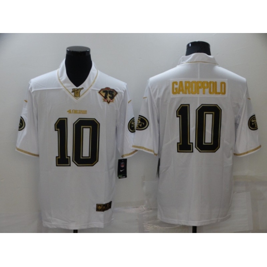 Men's San Francisco 49ers #10 Jimmy Garoppolo Nike White-Gold Limited Throwback Jersey - Ujersey