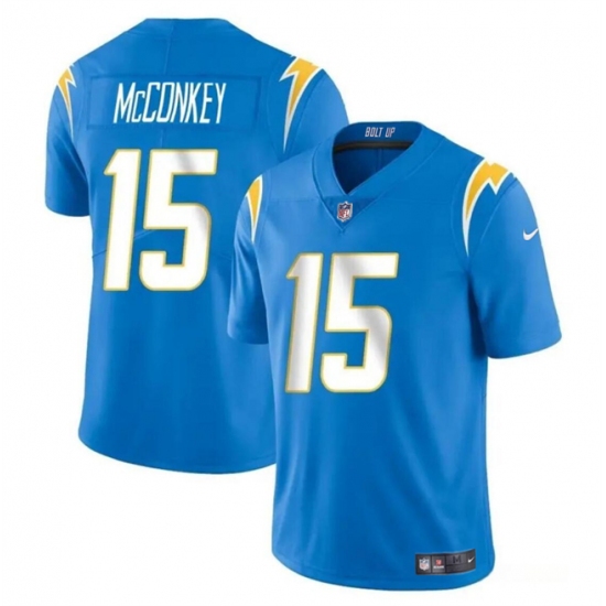 Men's Los Angeles Chargers #15 Ladd McConkey Light Blue 2024 Draft Vapor Limited Football Stitched Jersey - Ujersey