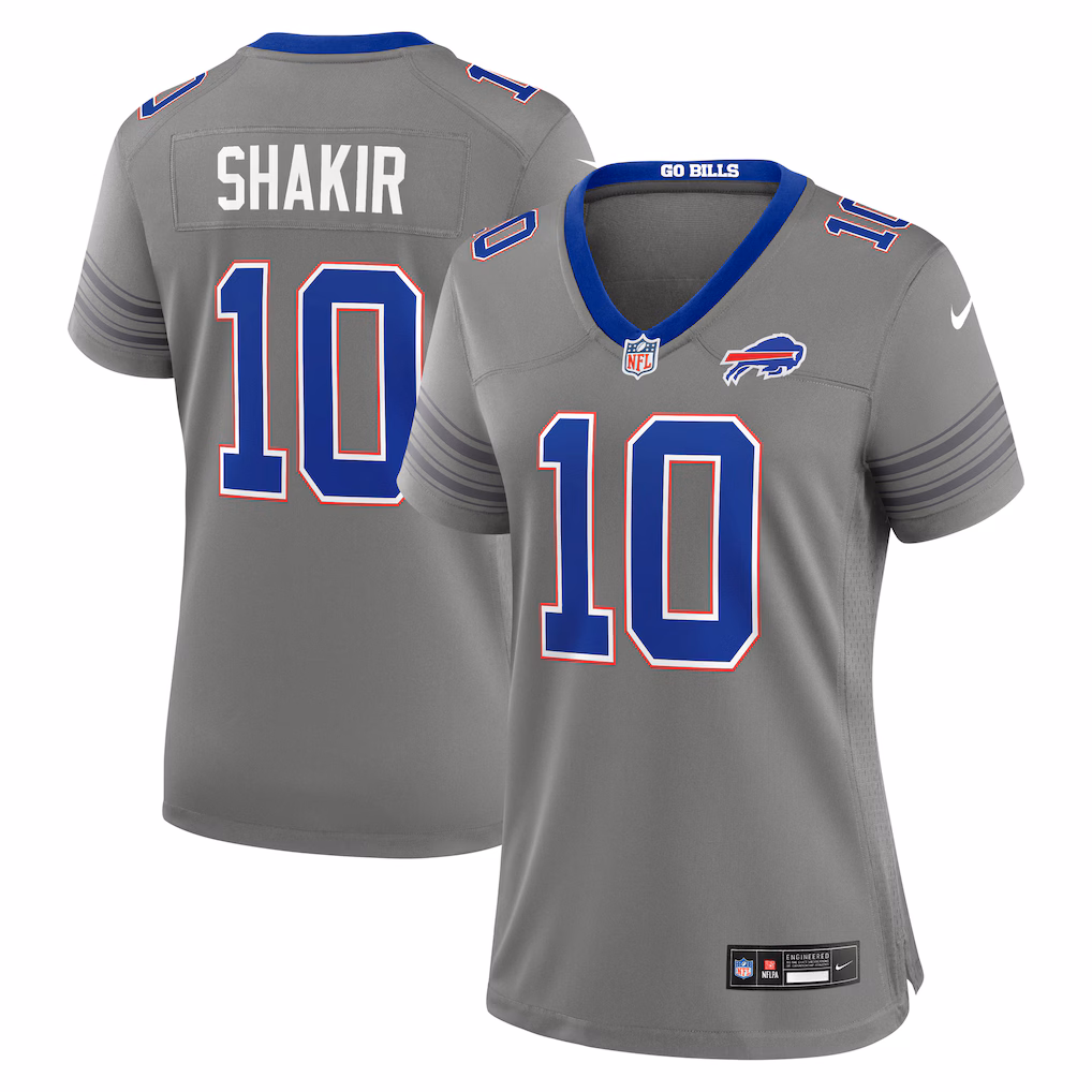 Women's Buffalo Bills Khalil Shakir Nike Gray Nickel City Game Jersey - Ujersey