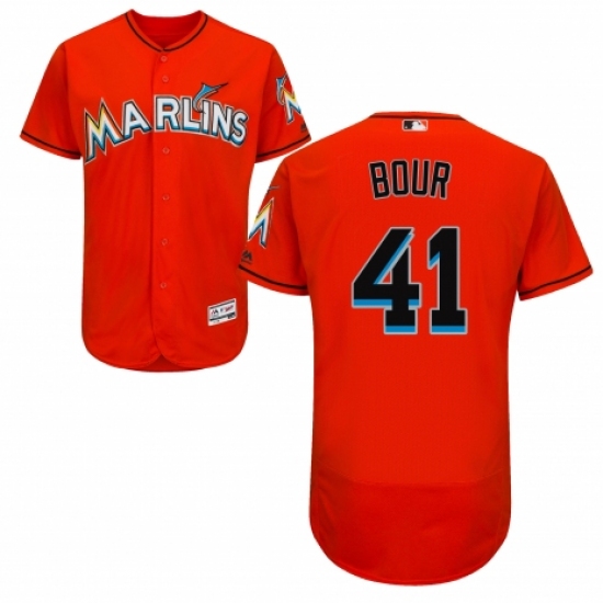 Men's Majestic Miami Marlins #41 Justin Bour Orange Alternate Flex Base Authentic Collection MLB Jersey - Ujersey