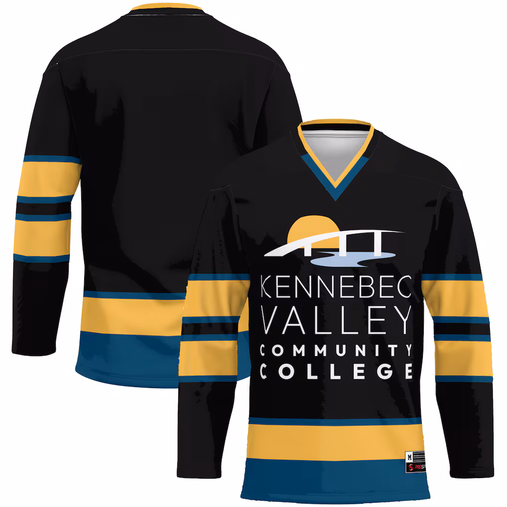 Men's GameDay Greats Black Kennebec Valley Community College Hockey Jersey - Ujersey Shop