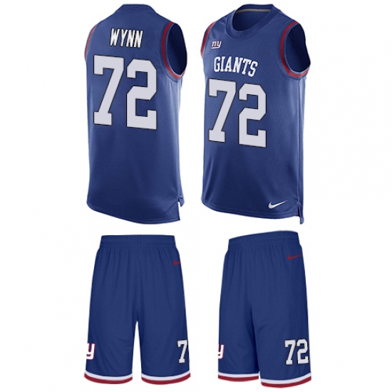 Men's Nike New York Giants #72 Kerry Wynn Limited Royal Blue Tank Top Suit NFL Jersey - Ujersey