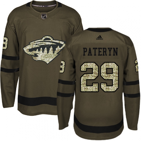 Youth Adidas Minnesota Wild #29 Greg Pateryn Premier Green Salute to Service NHL Jersey - Ujersey