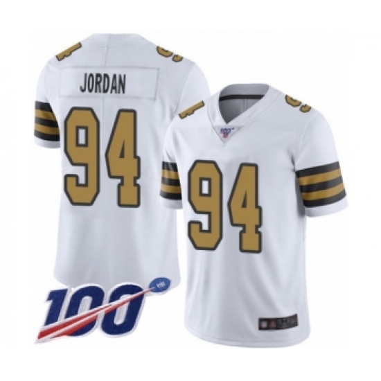 Men's New Orleans Saints #94 Cameron Jordan Limited White Rush Vapor Untouchable 100th Season Football Jersey - Ujersey