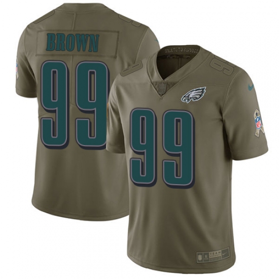 Men's Nike Philadelphia Eagles #99 Jerome Brown Limited Olive 2017 Salute to Service NFL Jersey - Ujersey