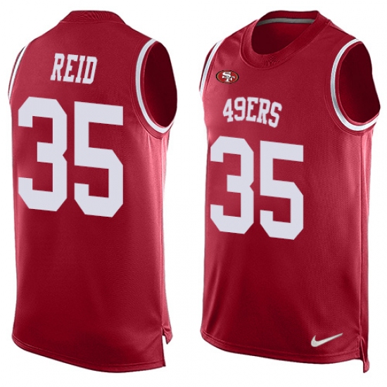 Men's Nike San Francisco 49ers #35 Eric Reid Limited Red Player Name & Number Tank Top NFL Jersey - Ujersey