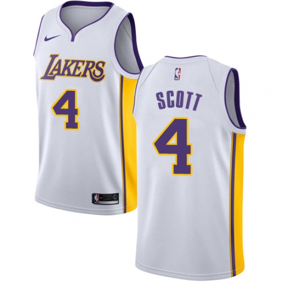 Youth Nike Los Angeles Lakers #4 Byron Scott Authentic White NBA Jersey - Association Edition - ujerseystore