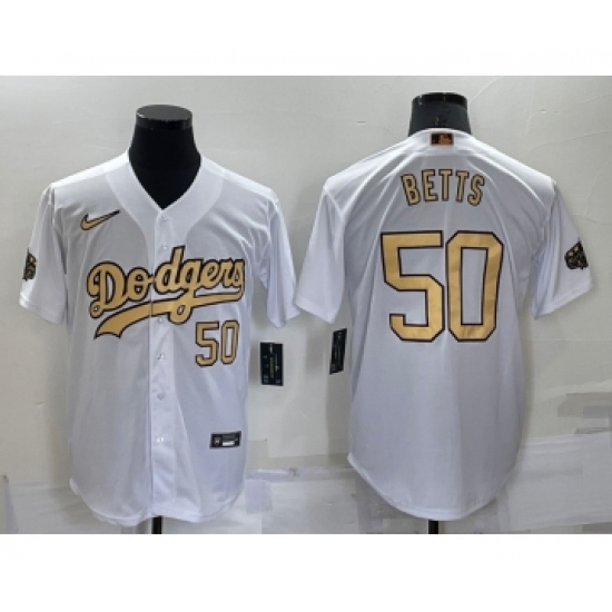 Men's Los Angeles Dodgers #50 Mookie Betts Number White 2022 All Star Stitched Cool Base Nike Jersey - Ujersey