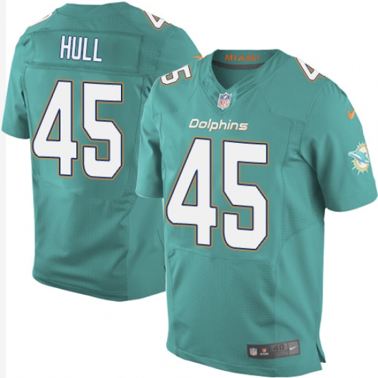 Men's Nike Miami Dolphins #45 Mike Hull Elite Aqua Green Team Color NFL Jersey - Ujersey