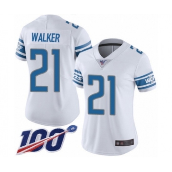 Women's Detroit Lions #21 Tracy Walker White Vapor Untouchable Limited Player 100th Season Football Jersey - Ujersey