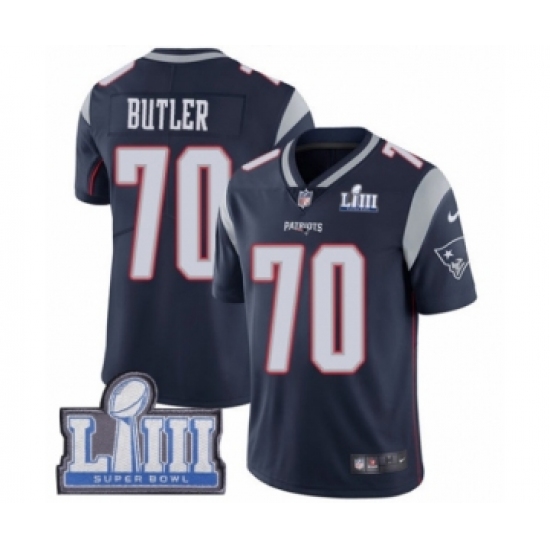Men's Nike New England Patriots #70 Adam Butler Navy Blue Team Color Vapor Untouchable Limited Player Super Bowl LIII Bound NFL Jersey - Ujersey