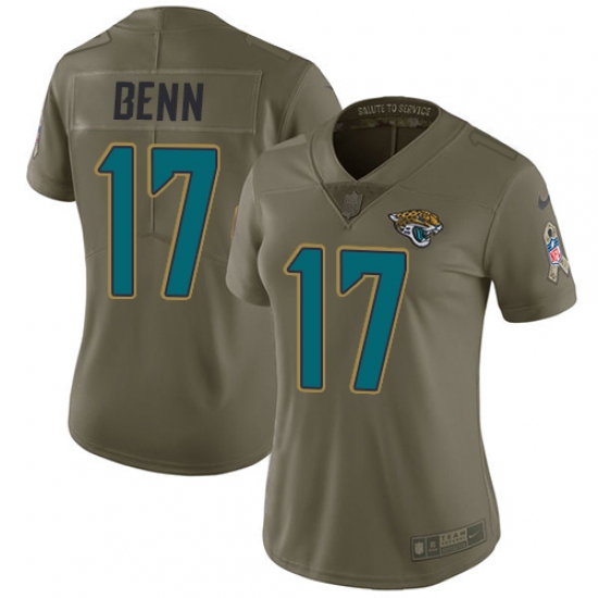 Women's Nike Jacksonville Jaguars #17 Arrelious Benn Limited Olive 2017 Salute to Service NFL Jersey