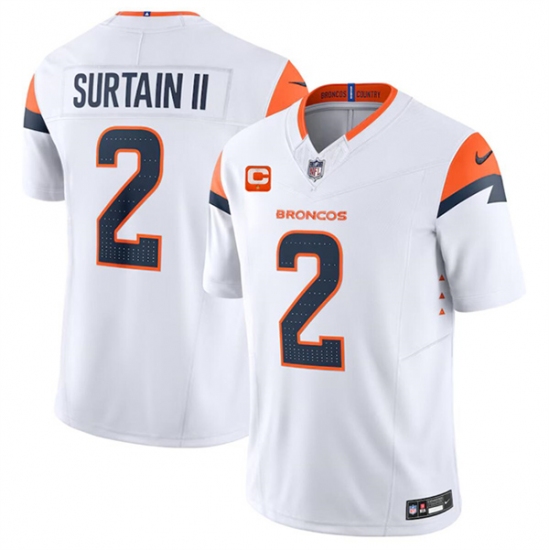 Men's Denver Broncos #2 Pat Surtain II White 2024 F.U.S.E. Wit 1-Star C Vapor Limited Football Stitched Jersey - Ujersey