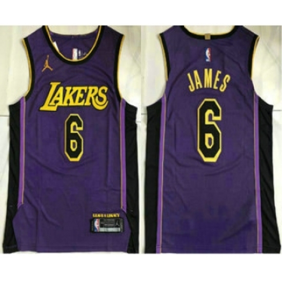 Men's Los Angeles Lakers #6 LeBron James Purple 2022 Jordan AU Stitched Jersey - Ujersey