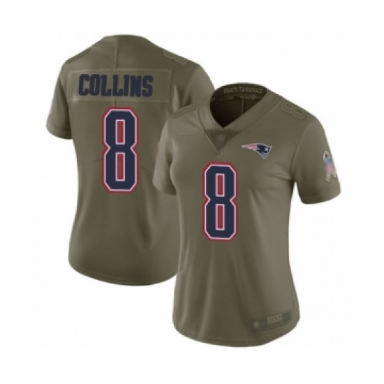 Women's New England Patriots #8 Jamie Collins Limited Olive 2017 Salute to Service Football Jersey - Ujersey