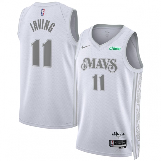 Men's Dallas Mavericks #11 Kyrie Irving White 2024-25 City Edition Stitched Basketball Jersey - Ujersey