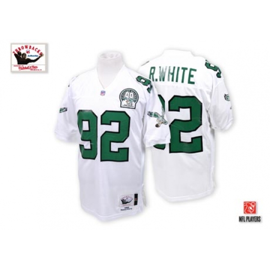 Mitchell And Ness Philadelphia Eagles #92 Reggie White White Authentic Throwback NFL Jersey - Ujersey