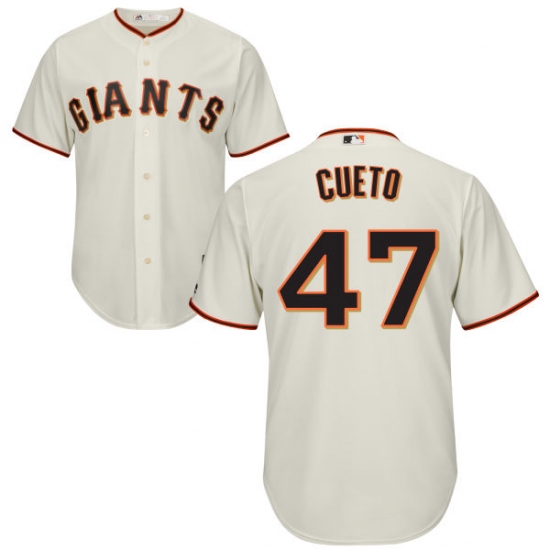 Men's Majestic San Francisco Giants #47 Johnny Cueto Replica Cream Home Cool Base MLB Jersey - Ujersey