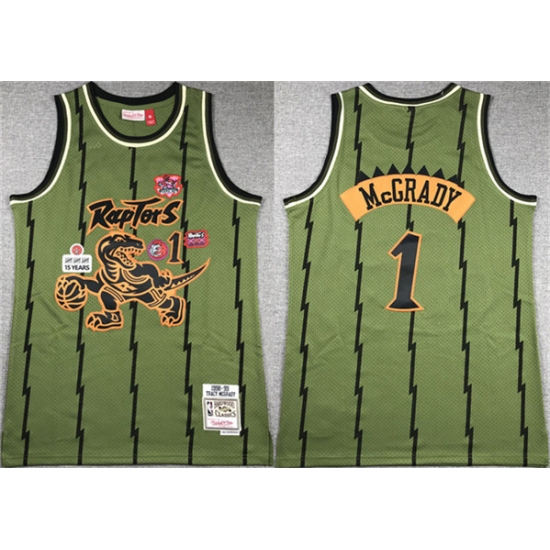 Men's Toronto Raptors #1 Tracy McGrady Green 1998-99 Throwback Stitched Jersey