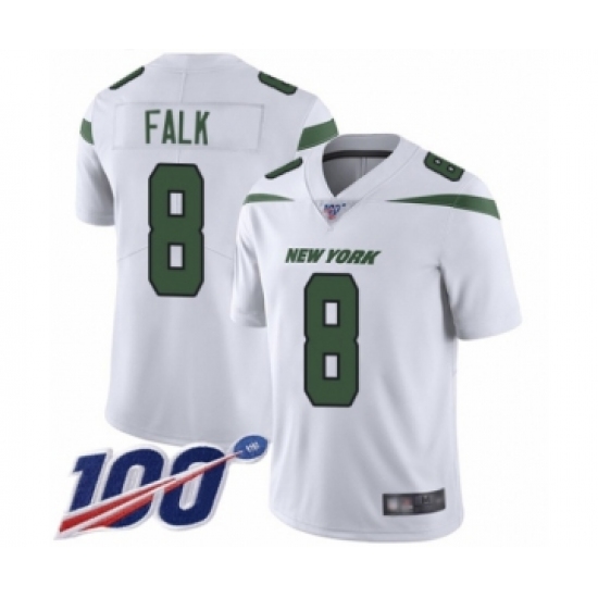 Youth New York Jets #8 Luke Falk White Vapor Untouchable Limited Player 100th Season Football Jersey - Ujersey