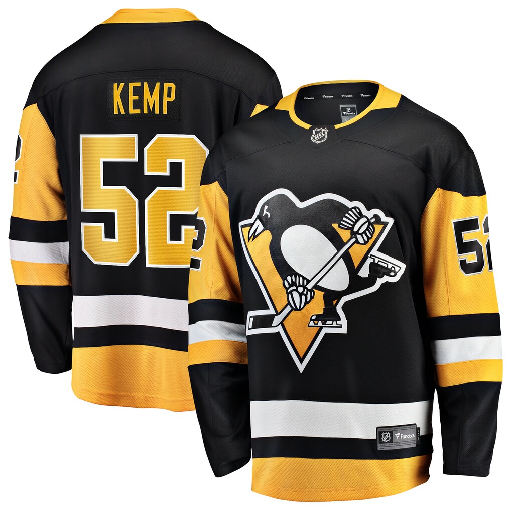 Men's Pittsburgh Penguins Philip Kemp Fanatics Black Home Breakaway Jersey